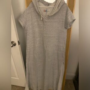 Free People Beach knit, hoodie dress. Maxi length, slits up the side.Grey,large.